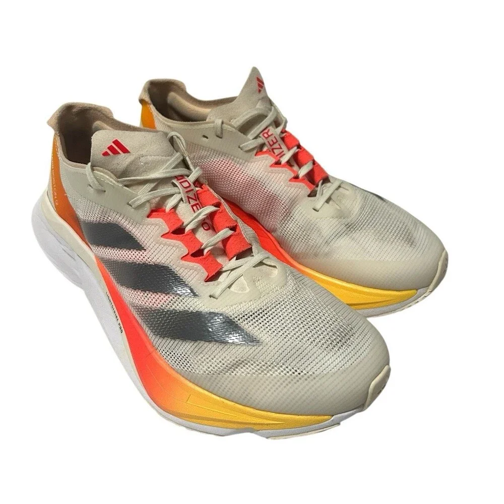 Adidas Adizero Boston 12 Lightstrike Pro Womens Ivory Silver Running Shoes Sz 8